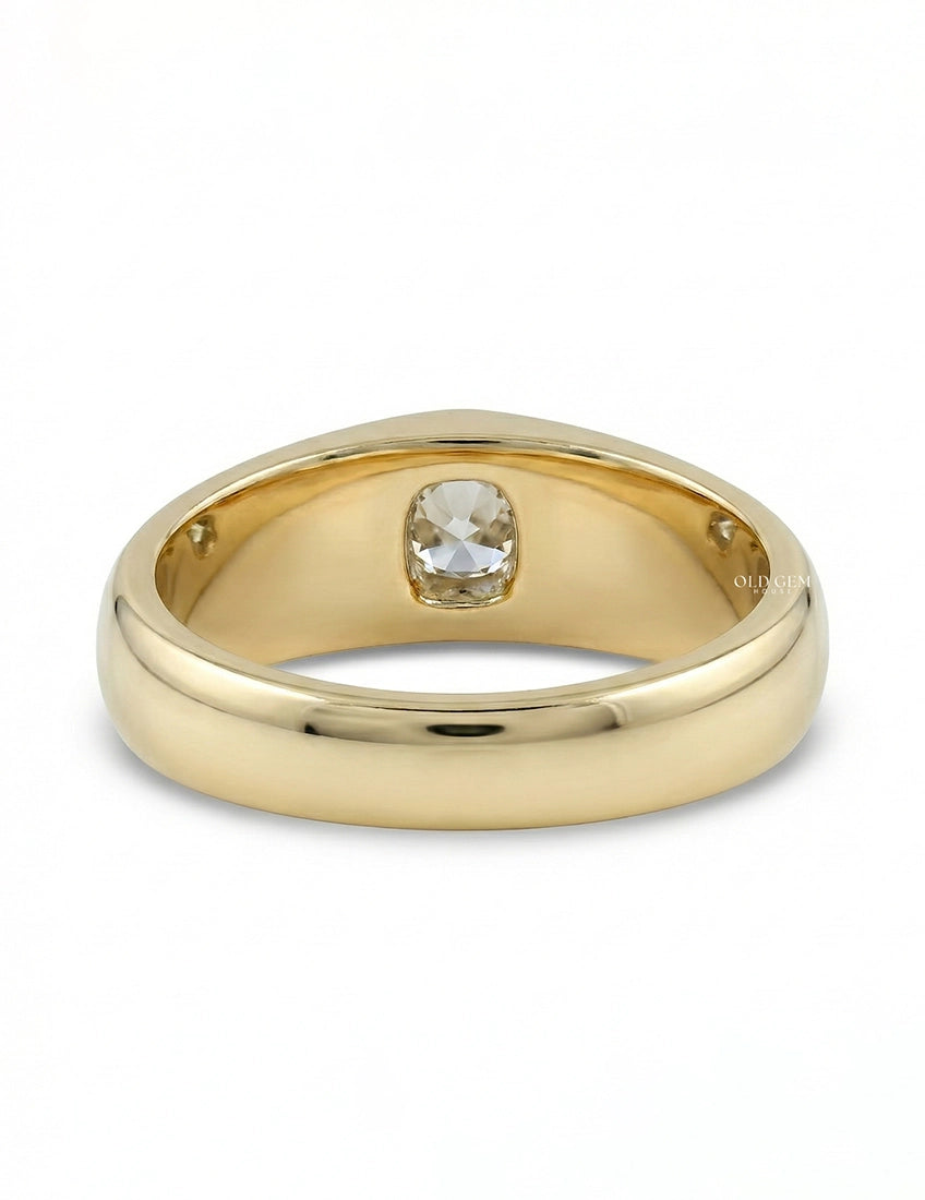 Old Mine Cushion Cut Flush Set Band Georgian Era Wedding Band