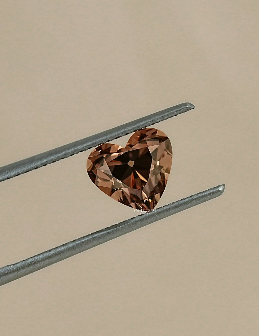 Champagne Old Mine Cut Heart Shape Loose Diamond Lab Grown Diamond