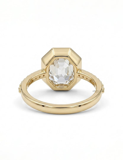 Old Mine Hexagon Diamond Engagement Ring Engagement Ring