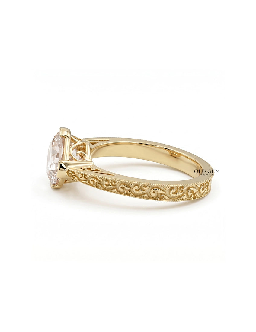 Old Mine Lozenge Cut Georgian Solitaire Ring Engagement Ring