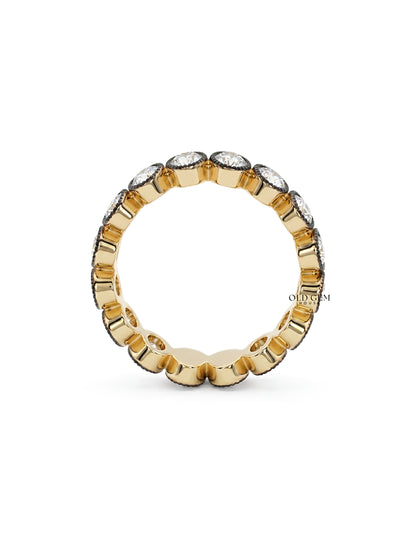 Georgian Style Old Mine Oval Diamond Eternity Band Wedding Band