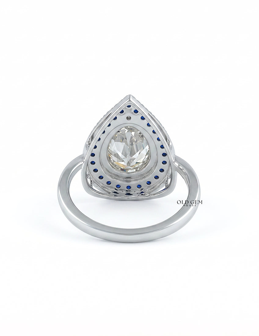 Old Mine Pear Cut Sapphire Halo Engagement Ring Engagement Ring