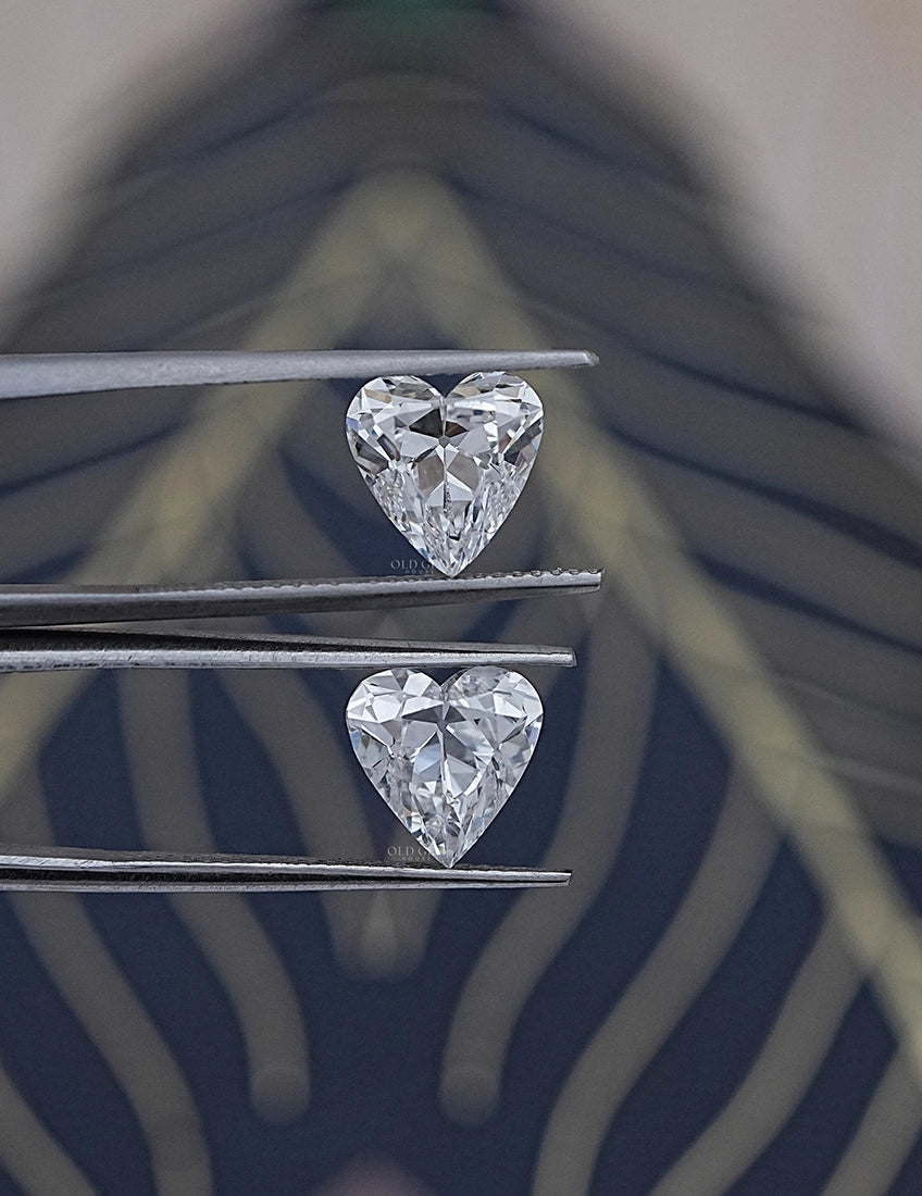 Old Mine Heart Shaped Loose Diamonds Pair Lab Grown Diamond
