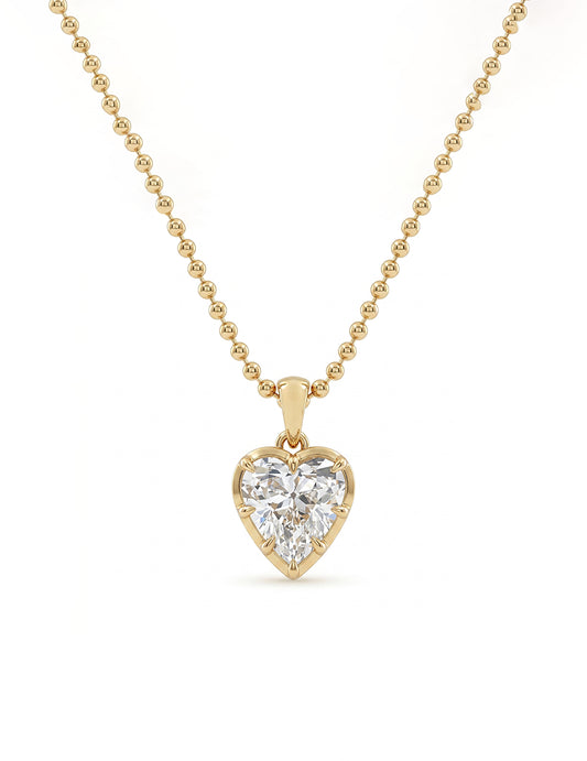 Old Mine Heart Bezel Setting Pendant Necklaces