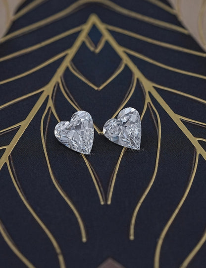 Old Mine Heart Shaped Loose Diamonds Pair Lab Grown Diamond