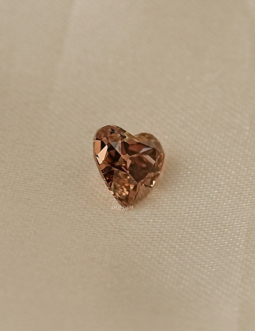Champagne Old Mine Cut Heart Shape Loose Diamond Lab Grown Diamond