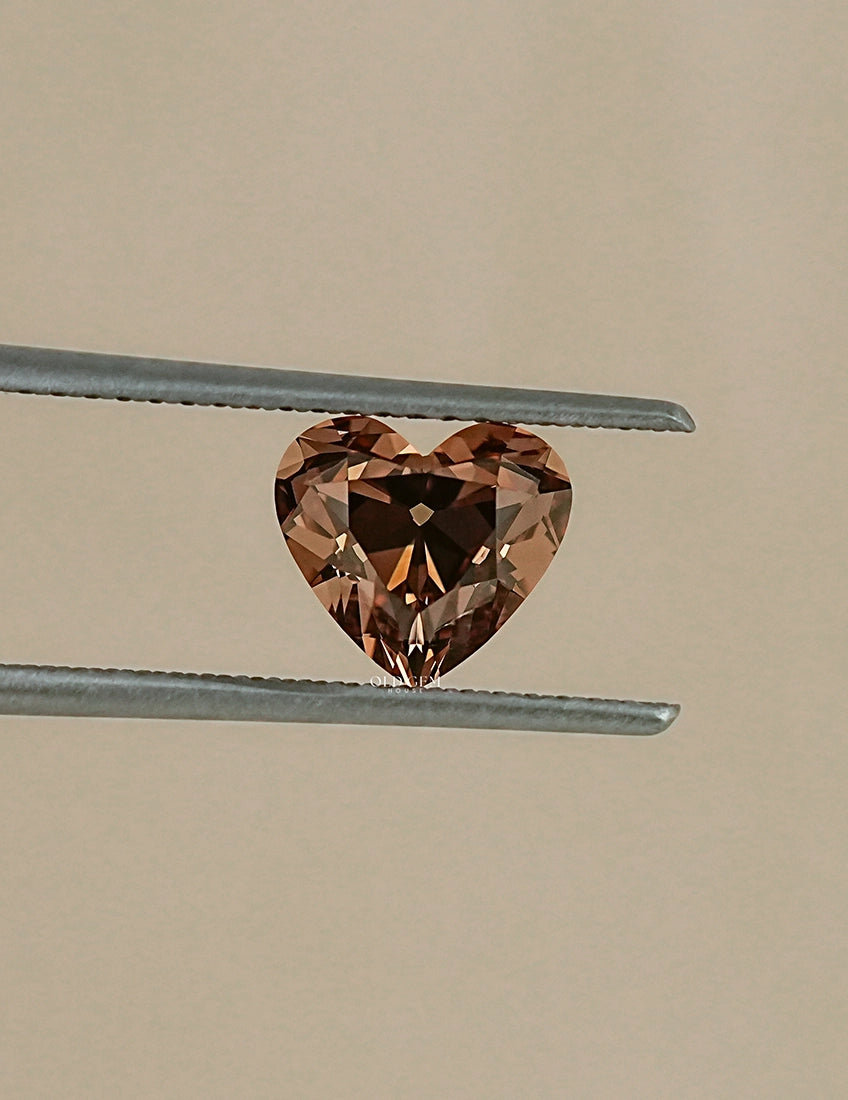 Champagne Old Mine Cut Heart Shape Loose Diamond Lab Grown Diamond