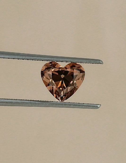 Champagne Old Mine Cut Heart Shape Loose Diamond Lab Grown Diamond