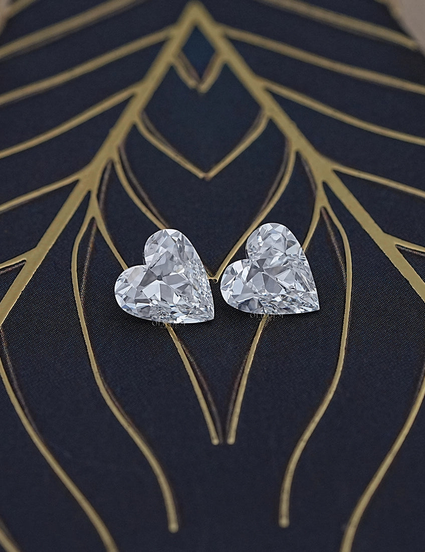 Old Mine Heart Shaped Loose Diamonds Pair Lab Grown Diamond