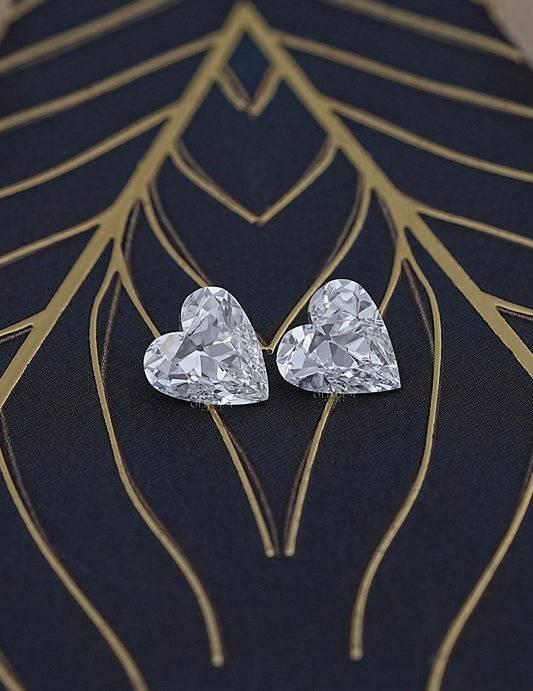 Old Mine Heart Shaped Loose Diamonds Pair Lab Grown Diamond