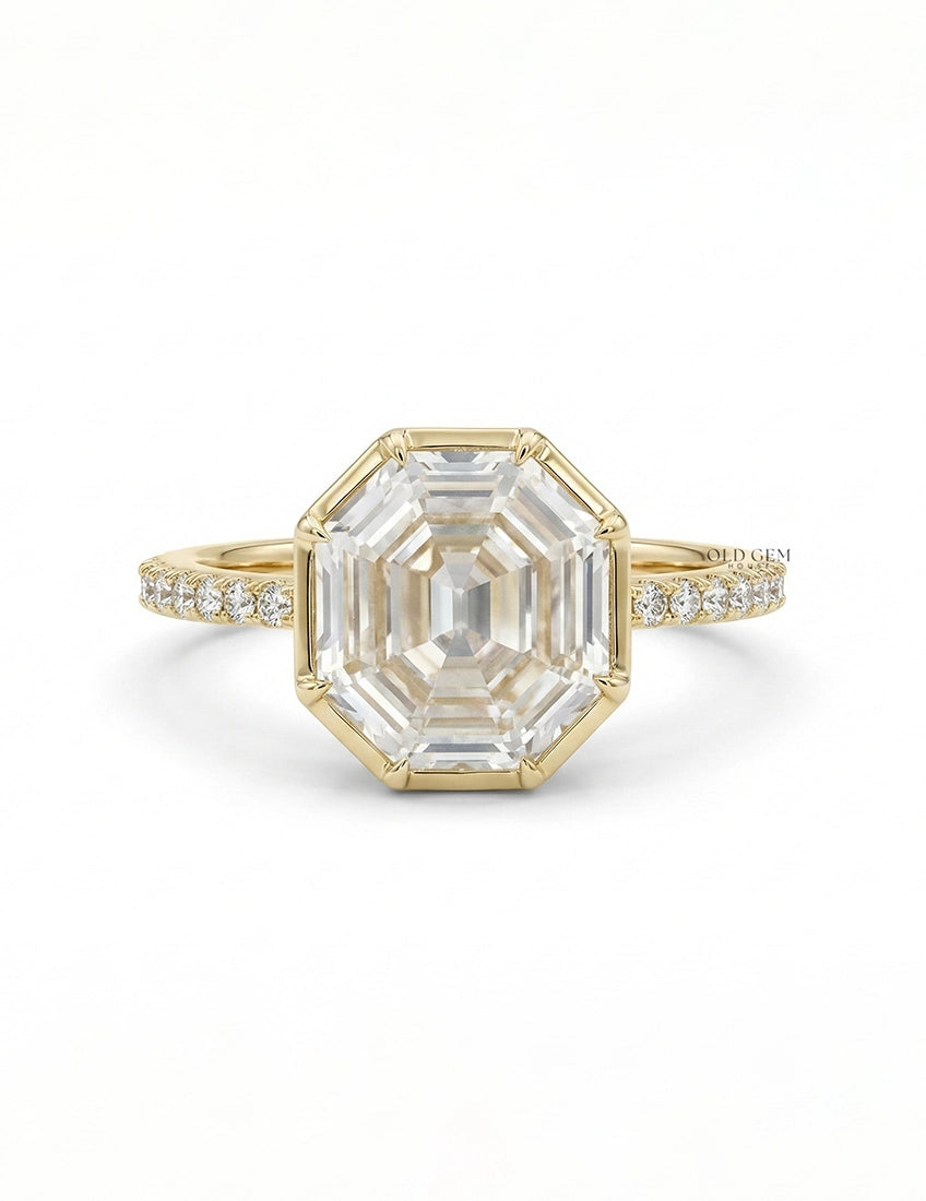 Old Mine Hexagon Diamond Engagement Ring Engagement Ring