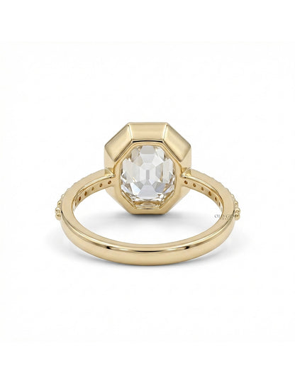 Georgian Old Mine Hexagon Solitaire Accent Ring Engagement Ring