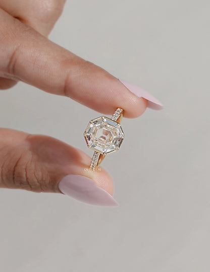 Old Mine Hexagon Diamond Engagement Ring Engagement Ring