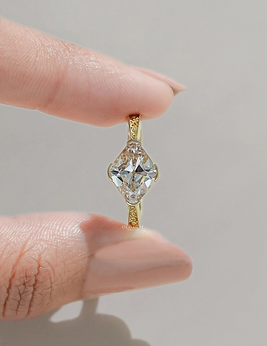 Old Mine Lozenge Cut Georgian Solitaire Ring Engagement Ring