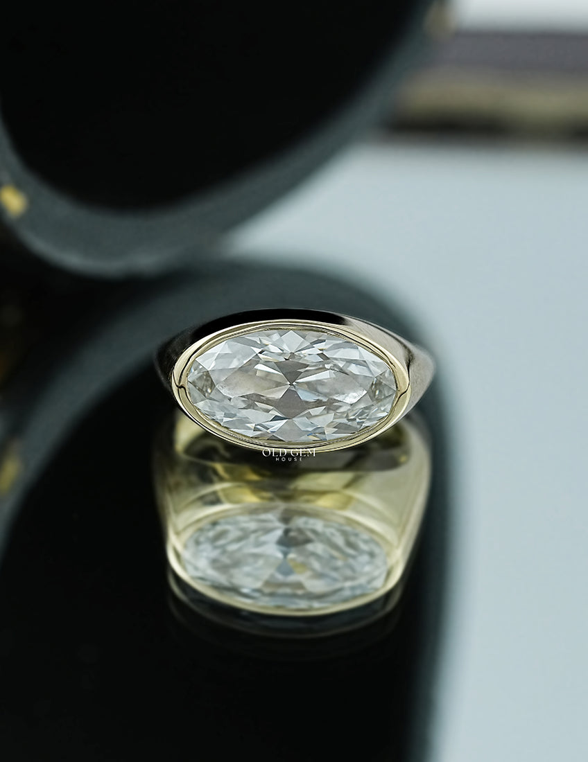 Georgian Old Mine Moval Bezel Setting Ring Engagement RingMen's Jewelry