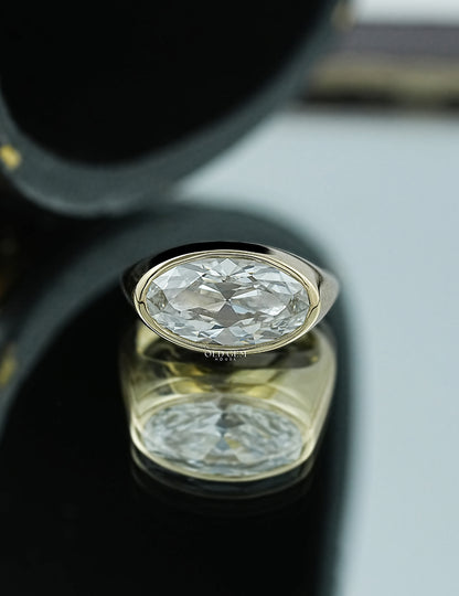 Georgian Old Mine Moval Bezel Setting Ring Engagement RingMen's Jewelry