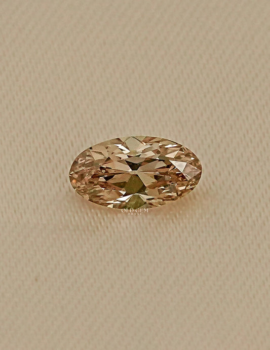 Old Mine Moval Cut Champagne Diamond Lab Grown Diamond