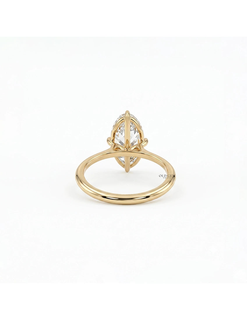 Georgian Old Mine Moval Lab Diamond Solitaire Ring Engagement Ring