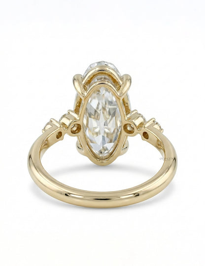 Georgian Old Mine Moval Lab Diamond Accent Set Ring Engagement Ring