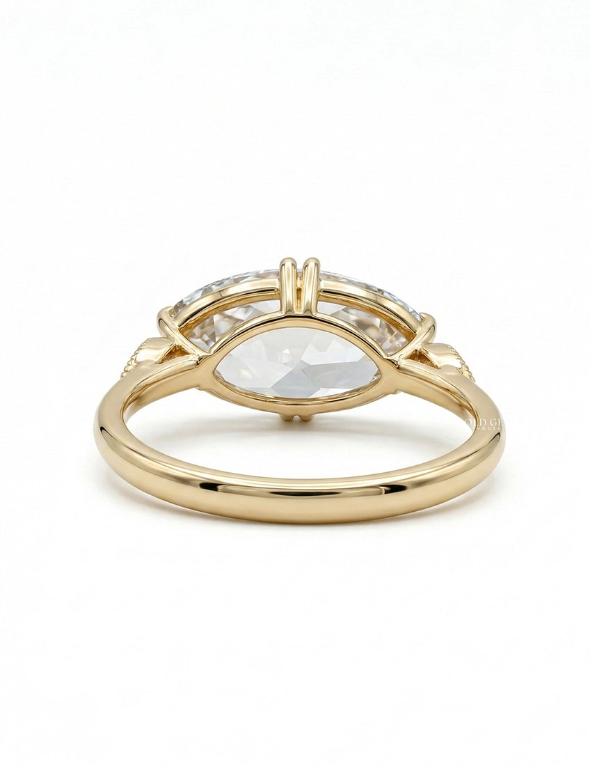 Georgian East West Old Mine Moval Cut Solitaire Ring Engagement Ring