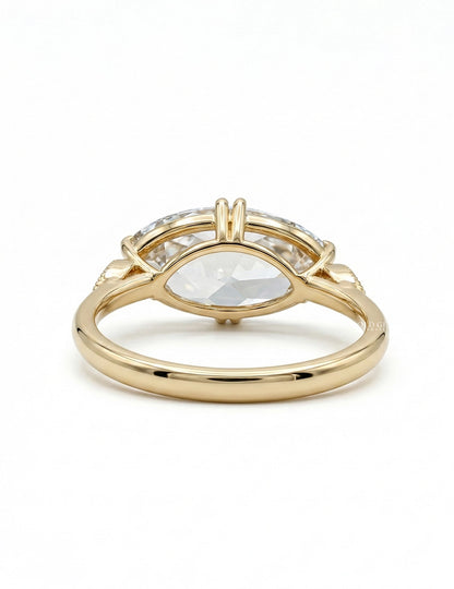 Georgian East West Old Mine Moval Cut Solitaire Ring Engagement Ring