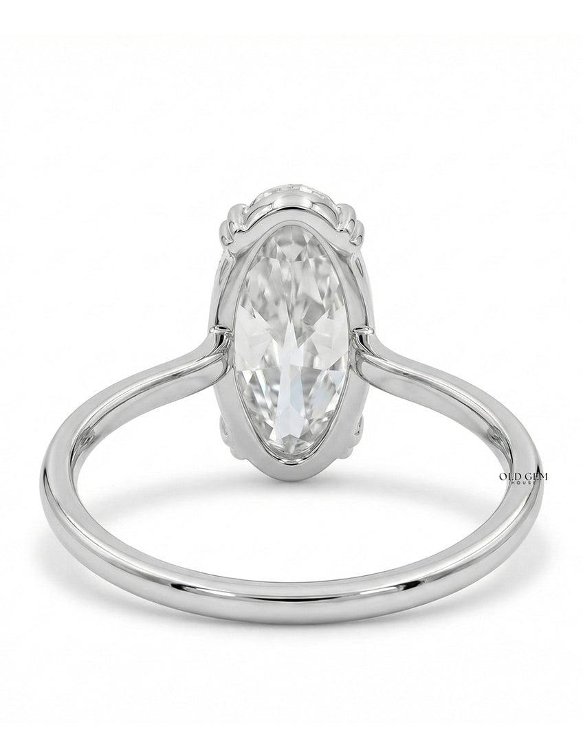 Mid Century Old Mine Moval Lab Grown Diamond Solitaire Ring Engagement Ring