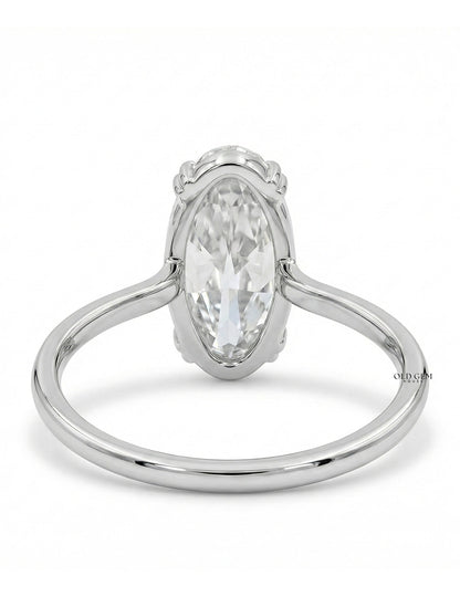 Mid Century Old Mine Moval Lab Grown Diamond Solitaire Ring Engagement Ring