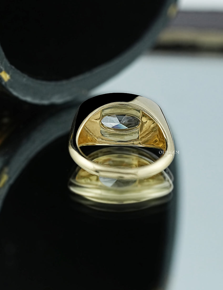 Georgian Old Mine Moval Bezel Setting Ring Engagement RingMen's Jewelry