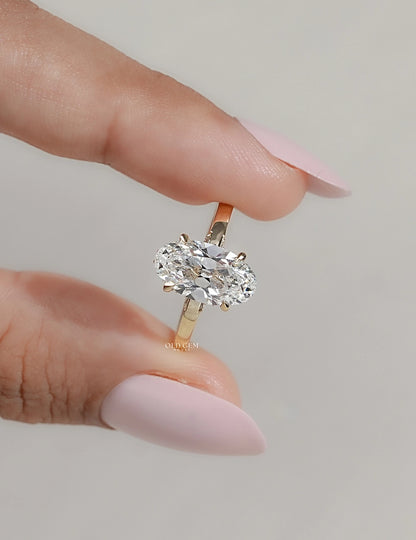 Georgian Old Mine Moval Cut Lab Diamond Hidden Halo Ring Engagement Ring