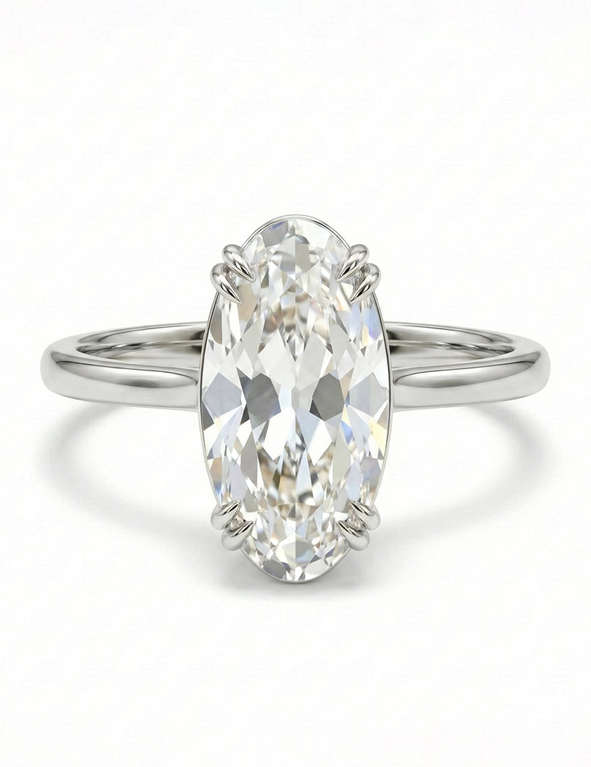Mid Century Old Mine Moval Lab Grown Diamond Solitaire Ring Engagement Ring