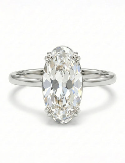 Mid Century Old Mine Moval Lab Grown Diamond Solitaire Ring