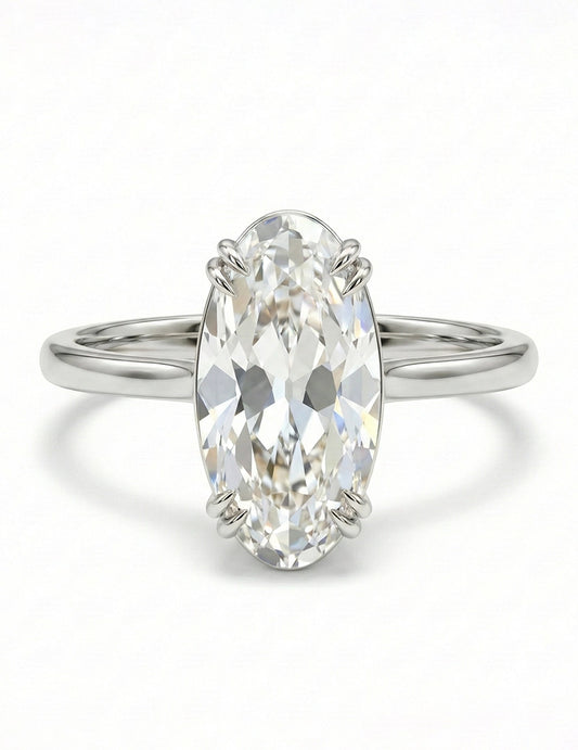 Mid Century Old Mine Moval Lab Grown Diamond Solitaire Ring Engagement Ring