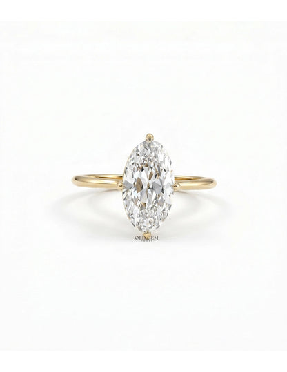 Georgian Old Mine Moval Lab Diamond Solitaire Ring Engagement Ring