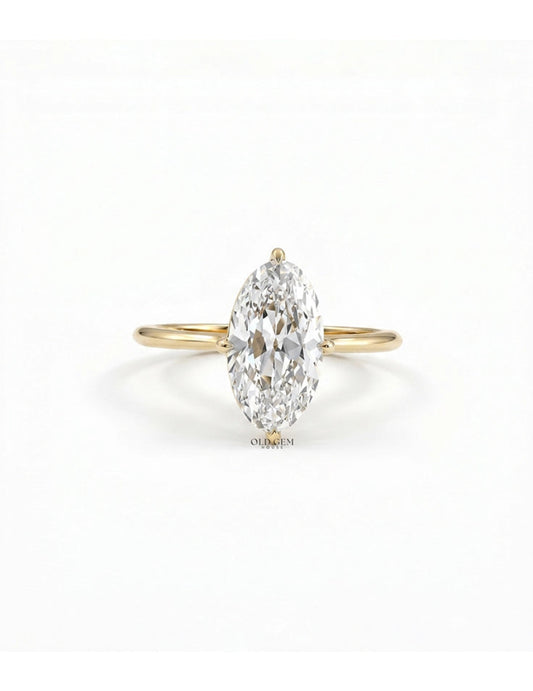 Georgian Old Mine Moval Lab Diamond Solitaire Ring Engagement Ring