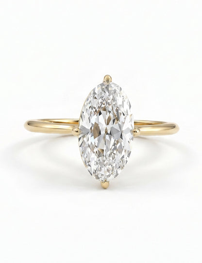 Georgian Old Mine Moval Lab Diamond Solitaire Ring Engagement Ring