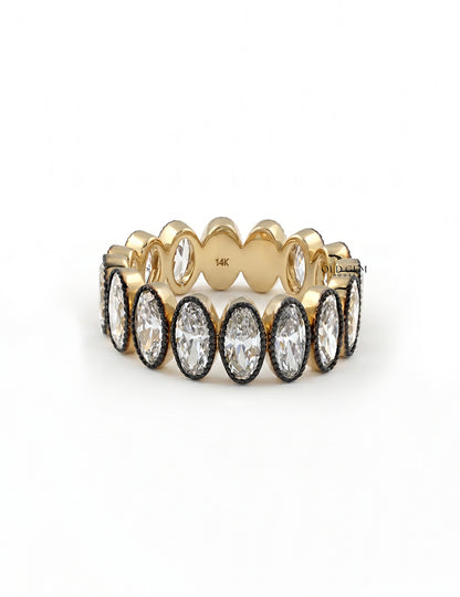 Georgian Style Old Mine Oval Diamond Eternity Wedding Band Wedding Band