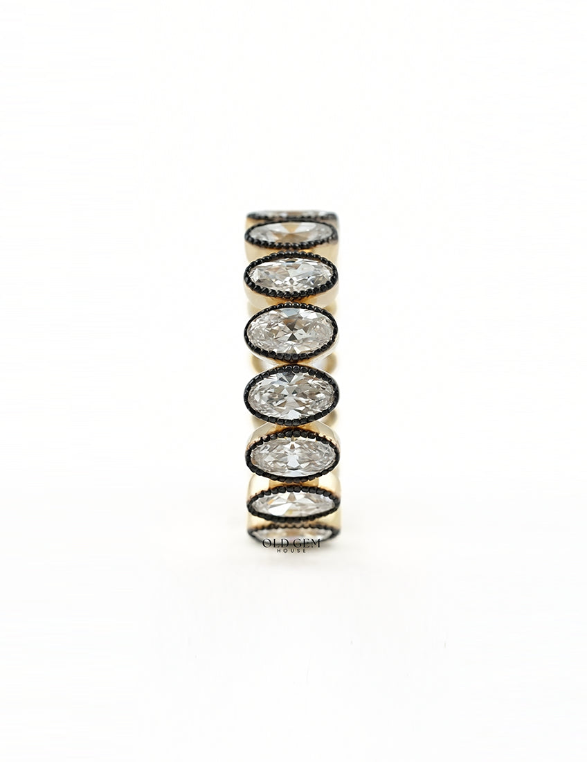 Georgian Style Old Mine Oval Diamond Eternity Wedding Band Wedding Band