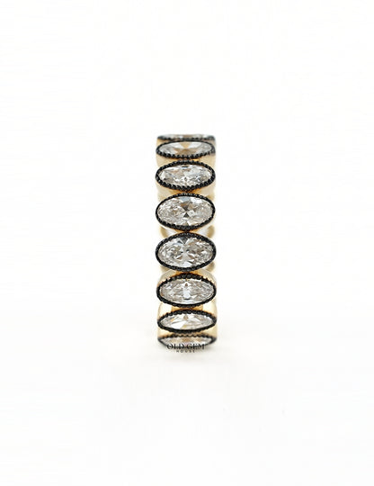 Georgian Style Old Mine Oval Diamond Eternity Wedding Band Wedding Band