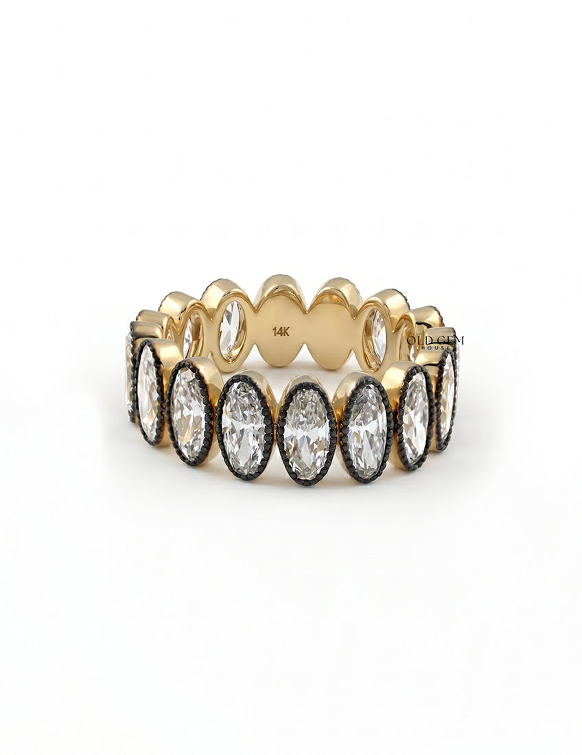 Georgian Style Old Mine Oval Diamond Eternity Band Wedding Band