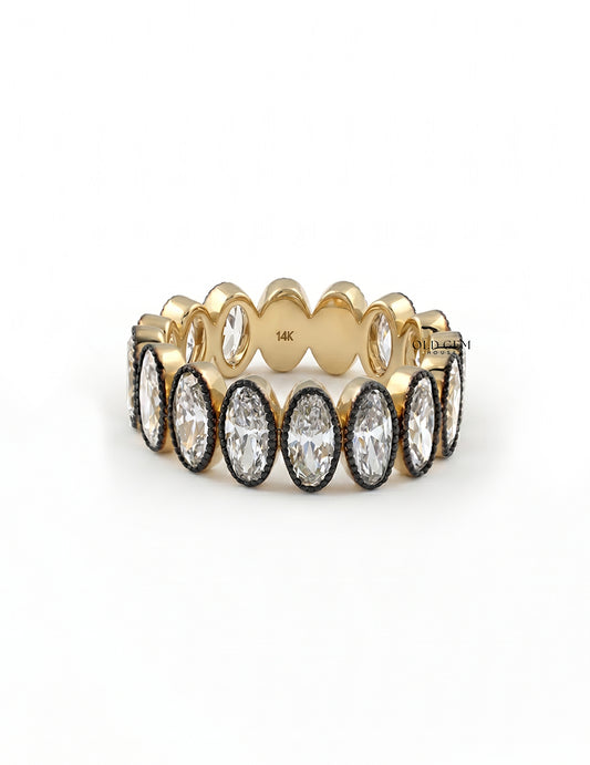 Georgian Style Old Mine Oval Diamond Eternity Band Wedding Band