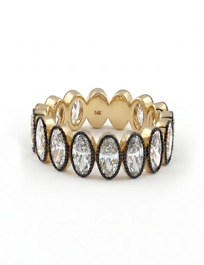 Georgian Style Old Mine Oval Diamond Eternity Wedding Band