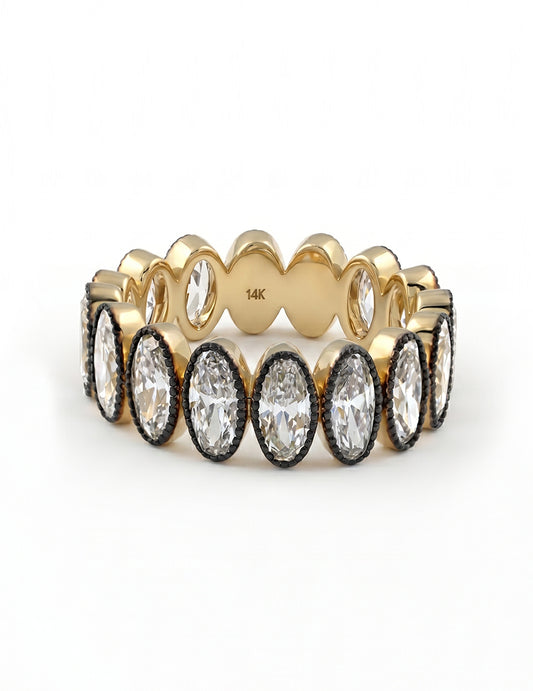 Georgian Style Old Mine Oval Diamond Eternity Wedding Band Wedding Band