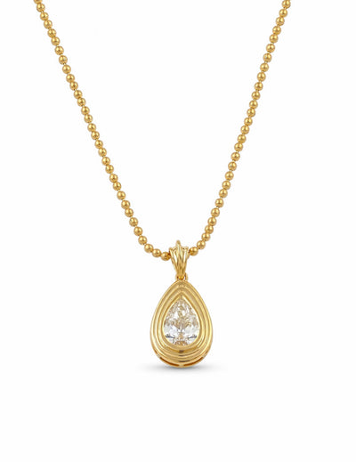 Old Mine Pear Lab Diamond Bezel Set Pendant