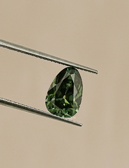 Fancy Deep Green Old Mine Pear Loose Diamond