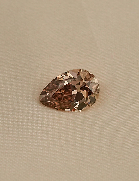 2.10 Carat Old Mine Pear Lab Champagne Diamond Lab Grown Diamond