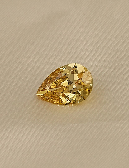 Fancy Vivid Yellow Old Mine Pear Cut Loose Diamond
