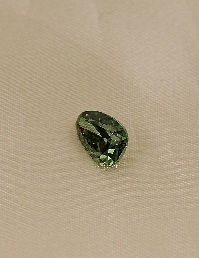Fancy Deep Green Old Mine Pear Loose Diamond