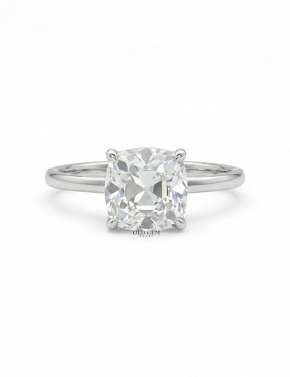 Mid Century Old Mine Square Cushion Cut Engagement Ring Engagement Ring