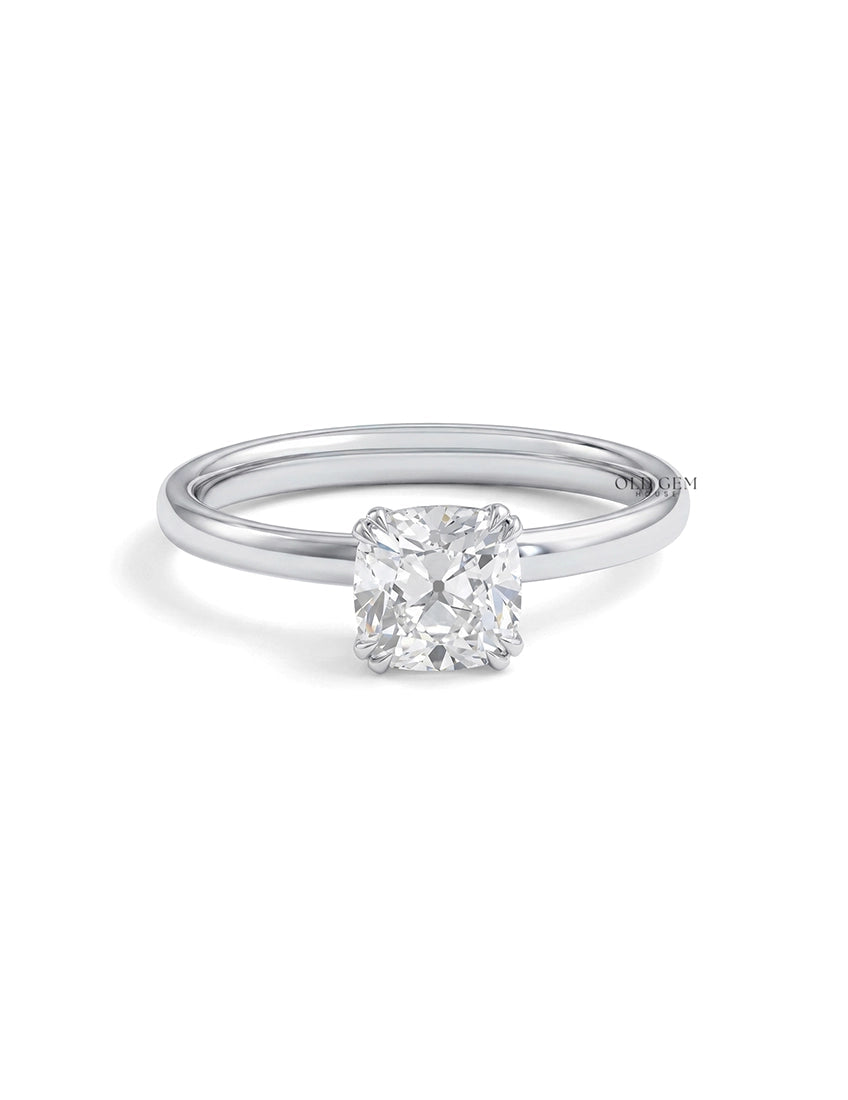 Old Mine Square Cushion Lab Diamond Solitaire Ring Engagement Ring