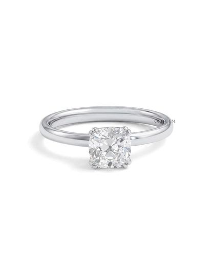 Old Mine Square Cushion Lab Diamond Solitaire Ring Engagement Ring
